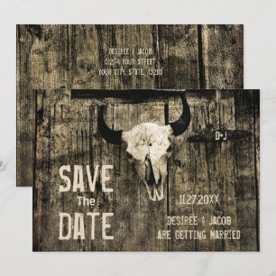 Rustikale Western-Kuh-Schädel-Hochzeit Save-the-Da Save The Date