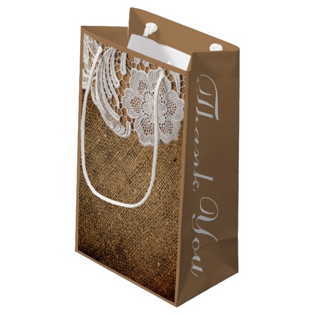 rustikale Western Land Hochzeit und Spitze Kleine Geschenktüte (Rückseite Schrägansicht)