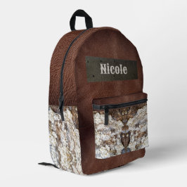 Rustikale Western Leder- und Spitzen-Rucksack-Tasc Bedruckter Rucksack