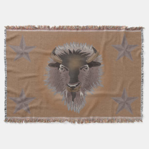 Rustikale Western Plains Bison Throw Blanket Decke