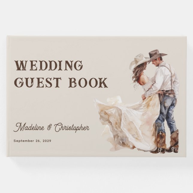Rustikale Western Ranch Hochzeit Gästebuch (Vorderseite)