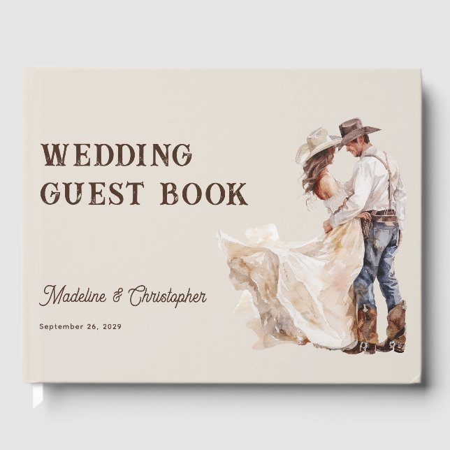 Rustikale Western Ranch Hochzeit Gästebuch (Vorderseite)