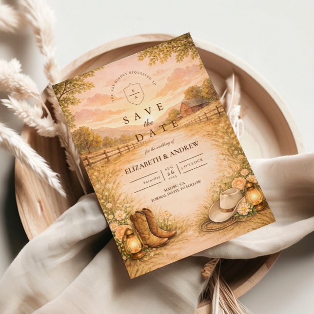 Rustikale Western-Wiesen-Hochzeit Save The Date (Von Creator hochgeladen)