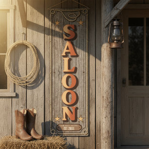 Rustikale westliche Familientreffen-SALOON Vert ID Banner