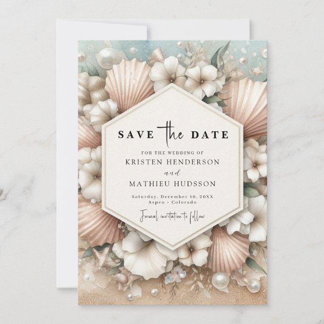 Rustikale Whimsical Beach Hochzeit Save The Date (Vorderseite)