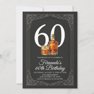 Rustikale Whiskey Black & Gold elegante Männer-Geb Einladung