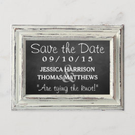 Rustikale White Frame & Chalkboard Hochzeitskollek Ankündigungspostkarte
