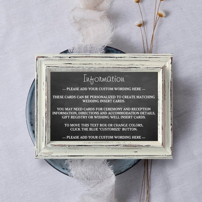 Rustikale White Frame & Chalkboard Hochzeitskollek Begleitkarte (Von Creator hochgeladen)