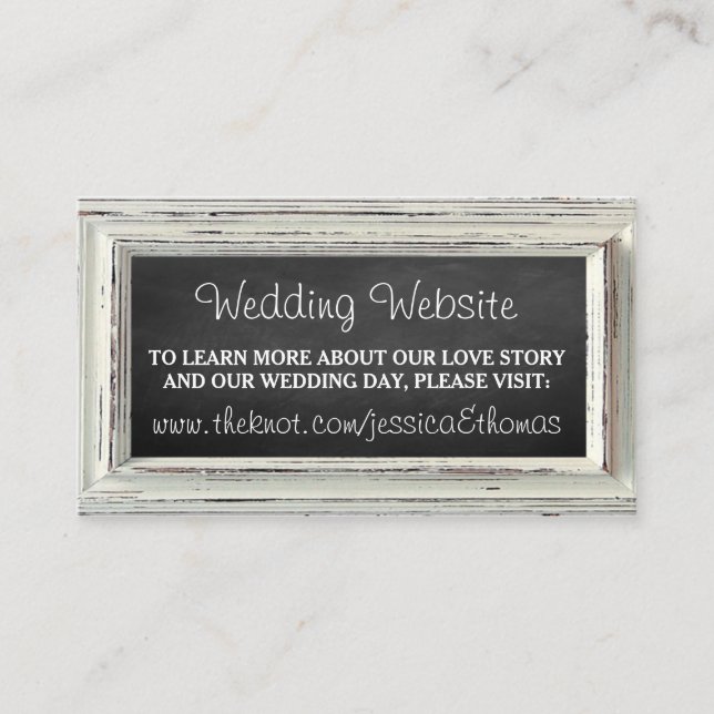 Rustikale White Frame & Chalkboard Hochzeitskollek Begleitkarte (Vorderseite)