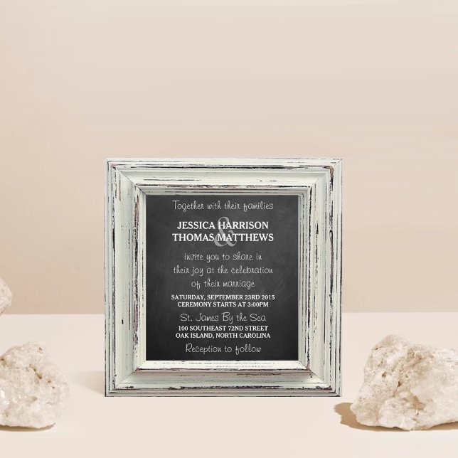 Rustikale White Frame & Chalkboard Hochzeitskollek Einladung (Von Creator hochgeladen)
