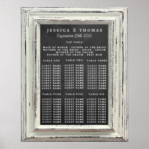 Rustikale White Frame & Chalkboard Hochzeitskollek Poster