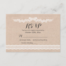 Rustikale White Lace Linen Wedding RSVP Replik Car