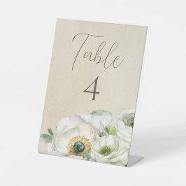 Rustikale White Ranunculus Wedding Tischnummer Sockelschild