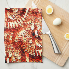 Rustikale Wiederholung rötlicher Korallenrosetten Geschirrtuch