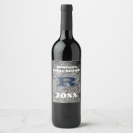 Rustikale Wiedersehen Blue Letter R Monogram Weinetikett