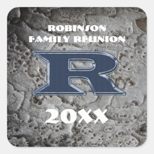 Rustikale Wiedersehen Bold Blue Letter R Monogram Quadratischer Aufkleber