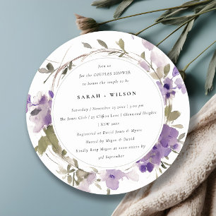 Rustikale Wiese Lilac Floral Wreath Paare Dusche Einladung