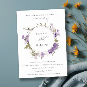 Rustikale Wiese Lilac Floral Wreath Verlobung Einladung