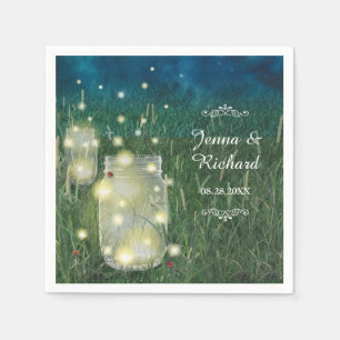 Rustikale Wiese Sommer Nacht Mason Jar und Firefre Serviette