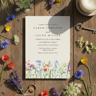 Rustikale Wiesenhochzeit-Wildblumen-Hochzeitseinla Einladung