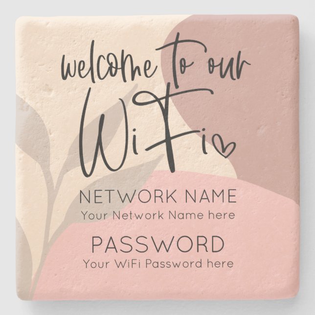 Rustikale WiFi Details Abstrakte Formen Blätter Steinuntersetzer (Vorderseite)