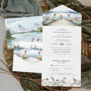 Rustikale Wildblume am See   Boho Wedding All In One Einladung