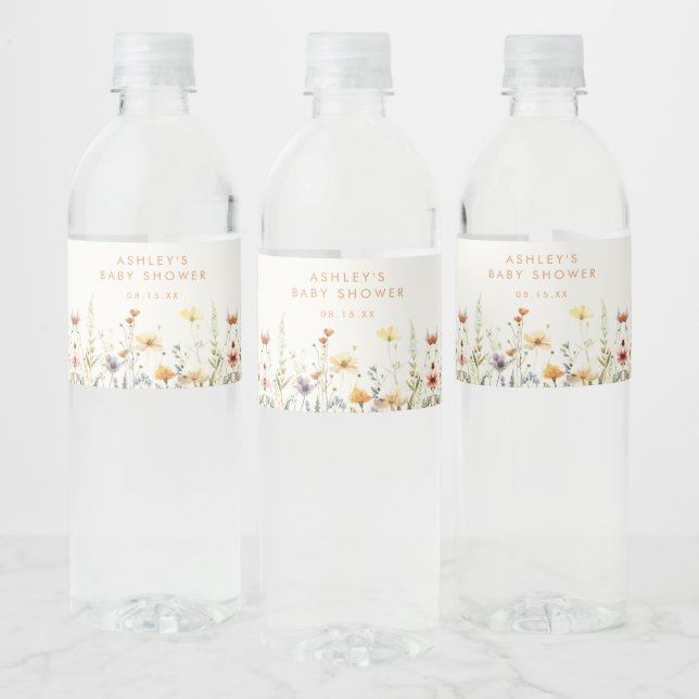 Rustikale Wildblume Babydusche Wasser Flasche Etik (Flaschen)