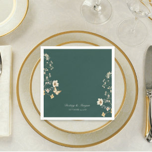 Rustikale Wildblume bildet Smaragdgrüne Hochzeit Serviette