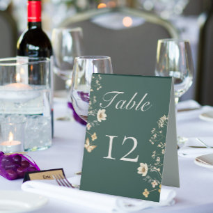 Rustikale Wildblume bildet Smaragdgrüne Hochzeit Tischaufsteller