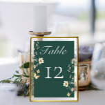 Rustikale Wildblume bildet Smaragdgrüne Hochzeit Tischnummer<br><div class="desc">Diese Hochzeitskarte zeichnet sich durch einen eleganten smaragdgrünen Hintergrund aus, der ein Gefühl von Eleganz und Reichtum ausstrahlt. Die tiefgrüne Farbe schafft einen faszinierenden Hintergrund, der den Ton für ein unvergessliches Fest Set. Um den Text herum sind zarte und rustikale Aquarellfarben-Wildblumen künstlerisch angeordnet. Diese zauberhaften Blüten, die in sanften Tönen...</div>