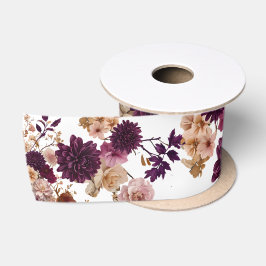 Rustikale Wildblume Bloral Burgund & Blush Wedding Satinband
