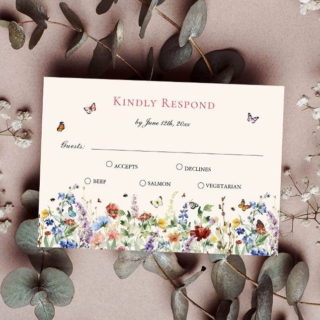 Rustikale Wildblume Blumenhochzeit RSVP Karte (Von Creator hochgeladen)