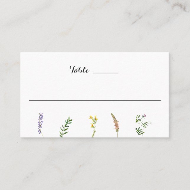 Rustikale Wildblume Boho Platzkarte (Vorderseite)