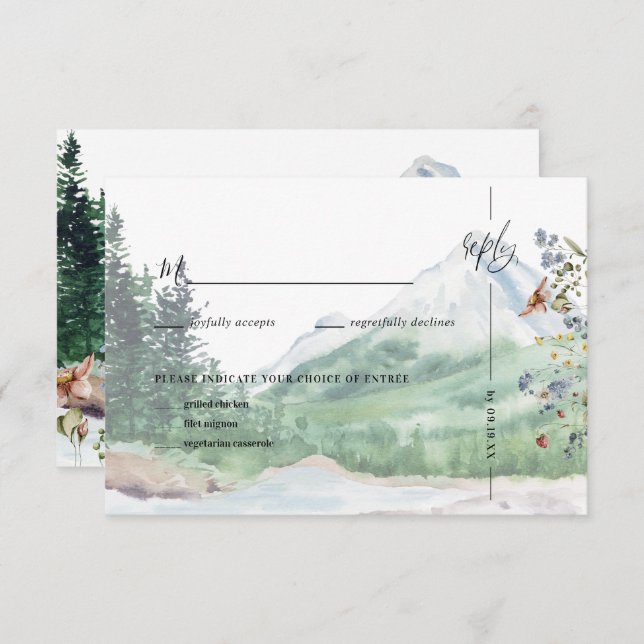 Rustikale Wildblume | Boho Wedding RSVP (Vorne/Hinten)