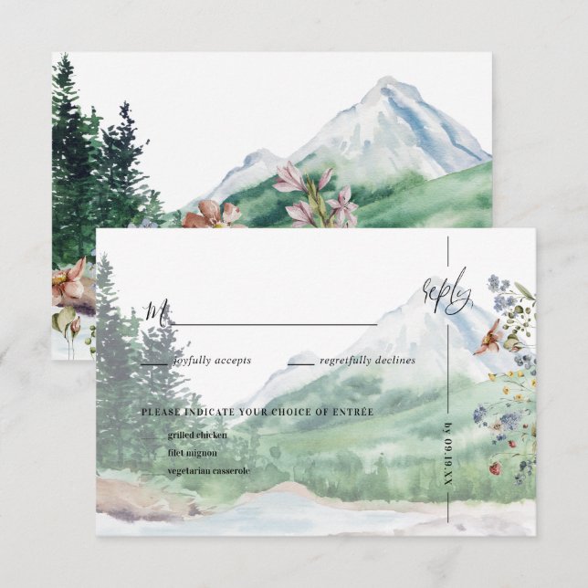 Rustikale Wildblume | Boho Wedding RSVP Karte (Vorne/Hinten)