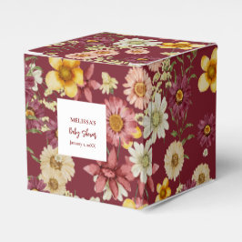 Rustikale Wildblume Bordeaux Babydusche Geschenkschachtel