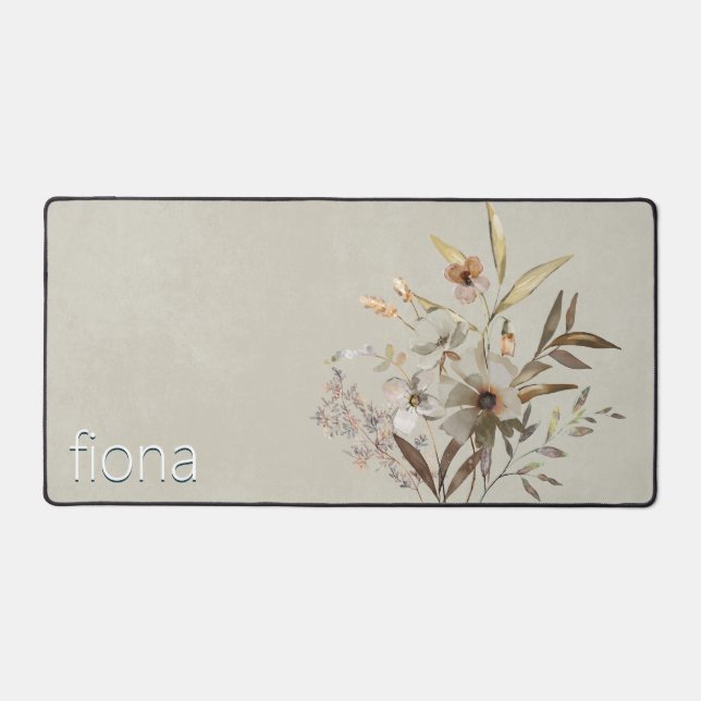 Rustikale Wildblume Bouquet Sage Monogram Schreibtischunterlage (Vorderseite)