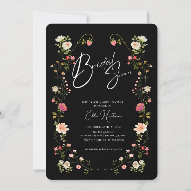 Rustikale Wildblume Bridal Bash Einladung (Vorderseite)