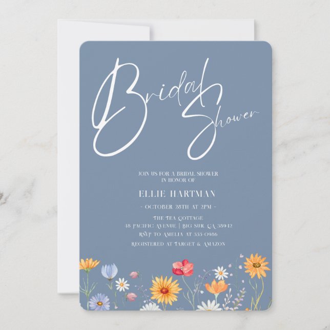 Rustikale Wildblume Bridal Bash Einladung (Vorderseite)