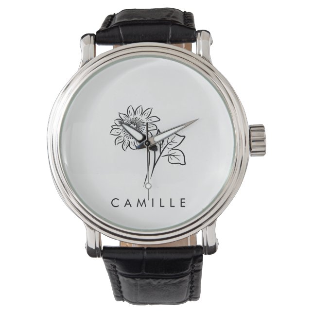 Rustikale Wildblume Bridesmaid Name Armbanduhr (Vorderseite)