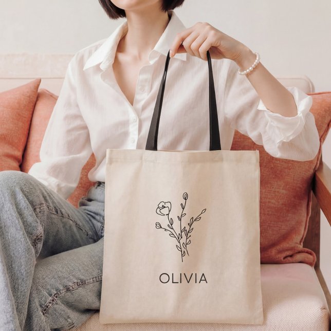 Rustikale Wildblume Bridesmaid Name Tote Bag Tragetasche (Von Creator hochgeladen)