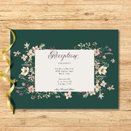 Rustikale Wildblume Frame Smaragdgrüner Empfang Begleitkarte
