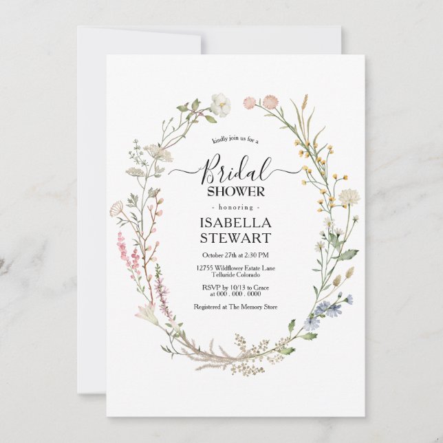 Rustikale Wildblume Frühjahr Brautparty Einladung (Vorderseite)