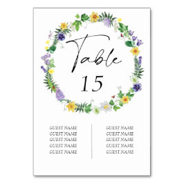 Rustikale Wildblume Gästebamen Hochzeit Tischnummer