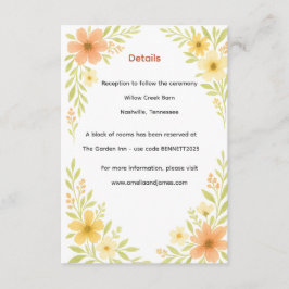 Rustikale Wildblume Hochzeit Begleitkarte