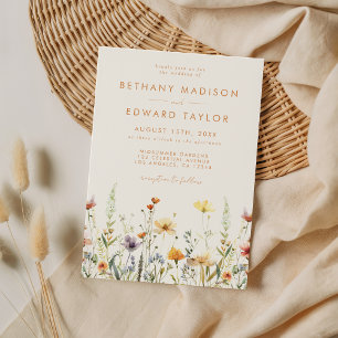 Rustikale Wildblume Hochzeit Einladung