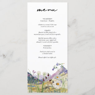 Rustikale Wildblume Hochzeit Menükarte