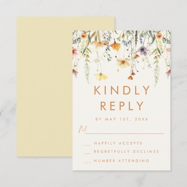Rustikale Wildblume Hochzeit RSVP Karte (Vorne/Hinten)