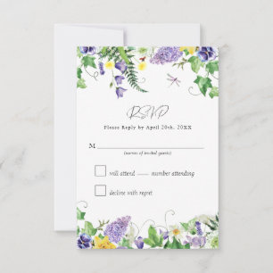 Rustikale Wildblume Hochzeit RSVP Karte