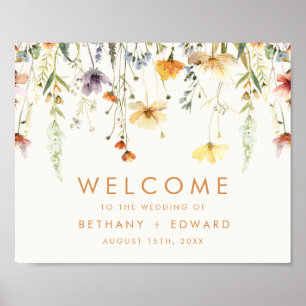 Rustikale Wildblume Hochzeit Willkommen Poster